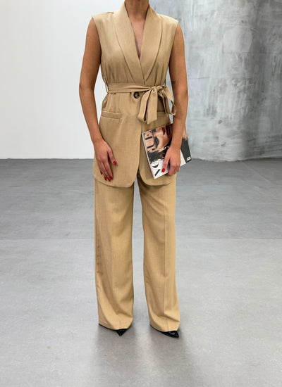 Set două piese, vestă și pantaloni CURA - Mink