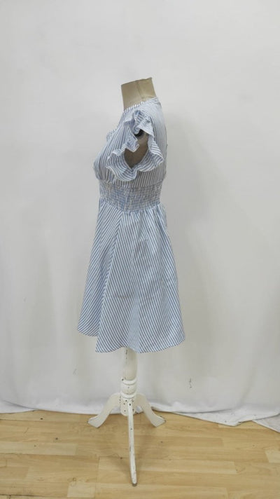 Women's Short Sleeve Wrap Neck Poplin Dress, 26148