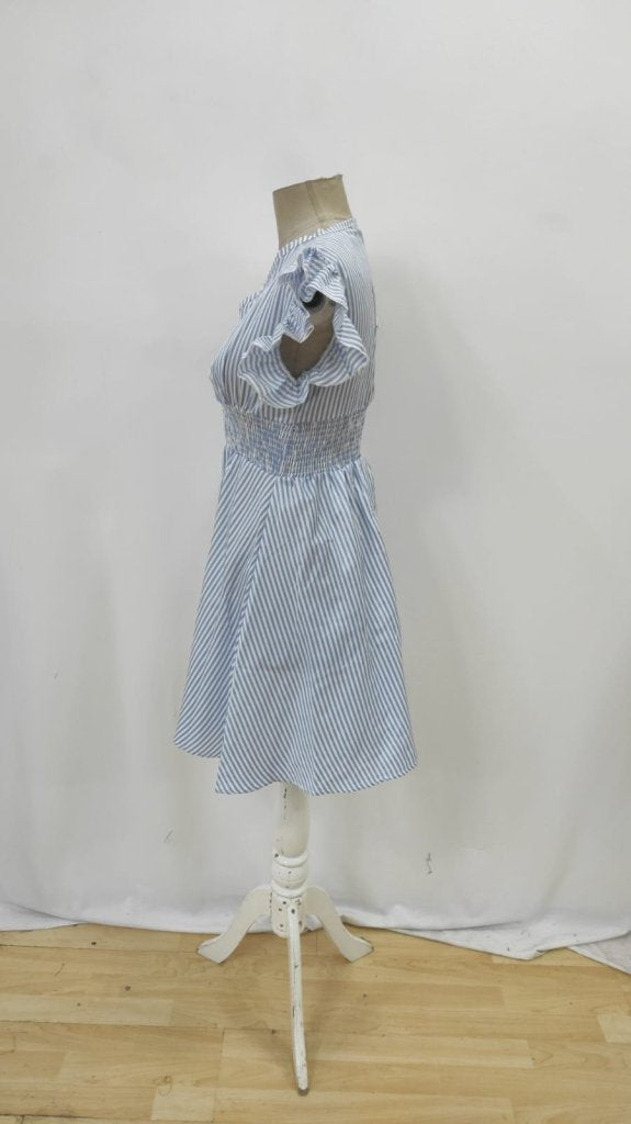 Women's Short Sleeve Wrap Neck Poplin Dress, 26148