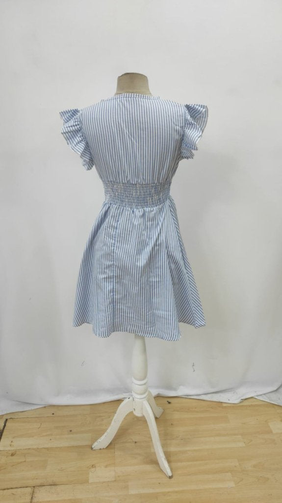 Women's Short Sleeve Wrap Neck Poplin Dress, 26148
