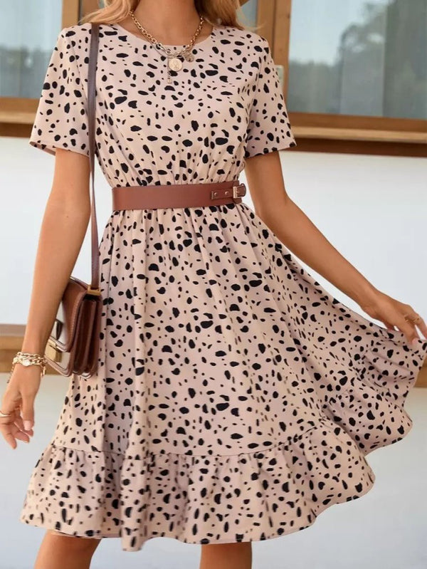 Rochie Supreme cu mânecă scurtă și guler rotund pentru femei, 26152