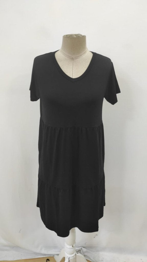 Rochie de damă din viscoză cu mânecă scurtă și decolteu în V, 26178