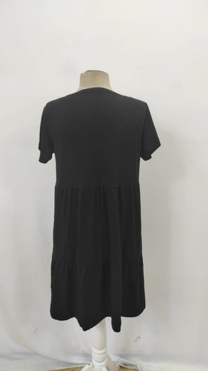 Rochie de damă din viscoză cu mânecă scurtă și decolteu în V, 26178