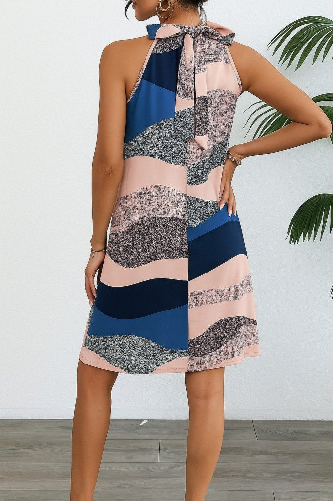 Rochie midi Supreme fără mâneci, cu decolteu halter și imprimeu, 34348