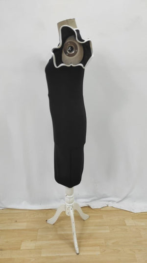 Rochie de damă din crep importat, cu mânecă scurtă și guler rotund, 27388