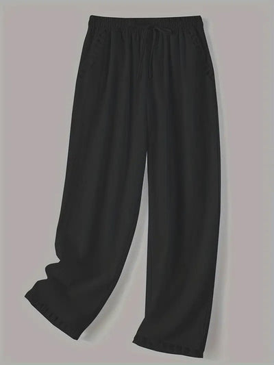 Pantaloni cu talie elastică, cordon, buzunare și dantela la pulpă, pentru femei, 26254