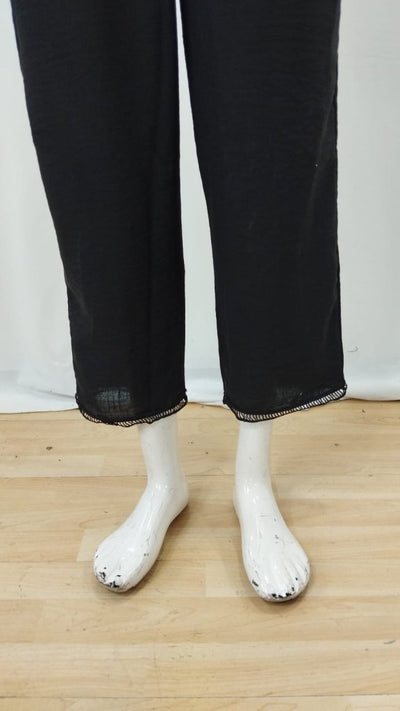 Pantaloni cu talie elastică, cordon, buzunare și dantela la pulpă, pentru femei, 26254