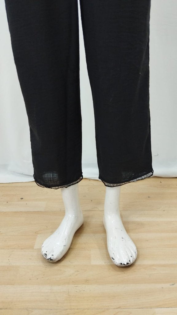 Pantaloni cu talie elastică, cordon, buzunare și dantela la pulpă, pentru femei, 26254