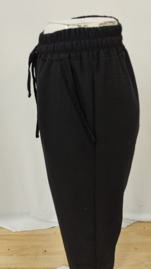 Pantaloni cu talie elastică, cordon, buzunare și dantela la pulpă, pentru femei, 26254