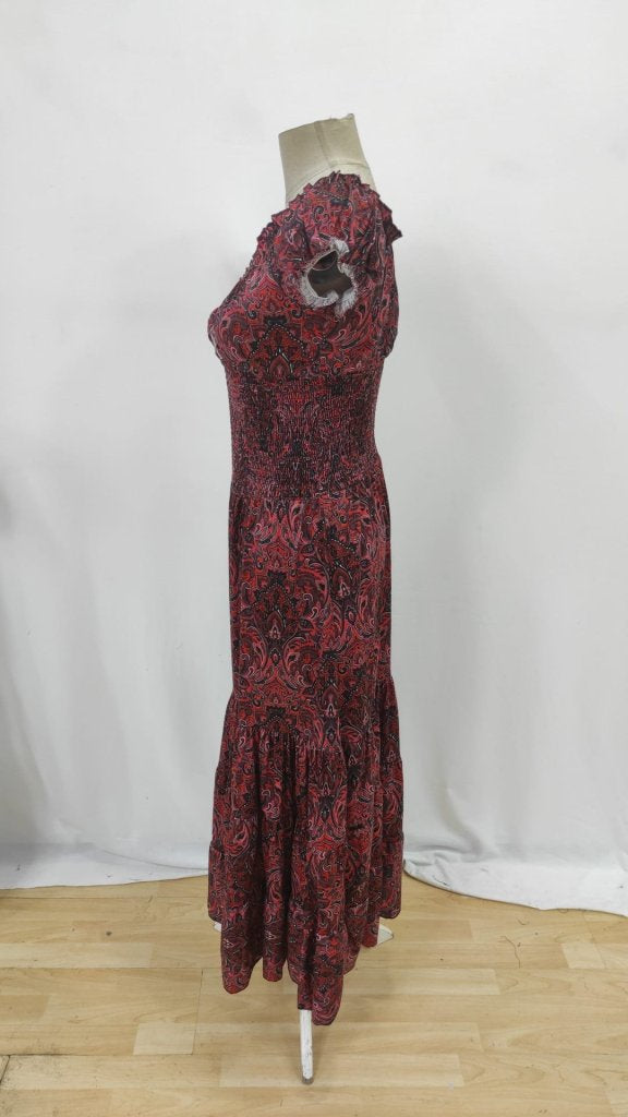 Kadın Kısa Kollu Kruvaze Yakalı Desenli Maksi Boy Süprem Elbise, 36895
