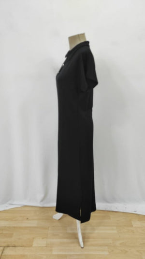 Rochie de damă din viscoză cu două fire, cu mânecă scurtă și guler, 26289