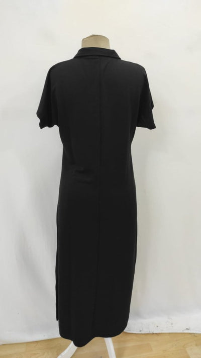 Rochie de damă din viscoză cu două fire, cu mânecă scurtă și guler, 26289