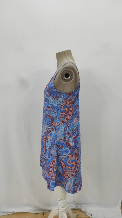 Rochie mini din suprafiberă scurtă, cu bretele subțiri, decolteu în V și model, 36653