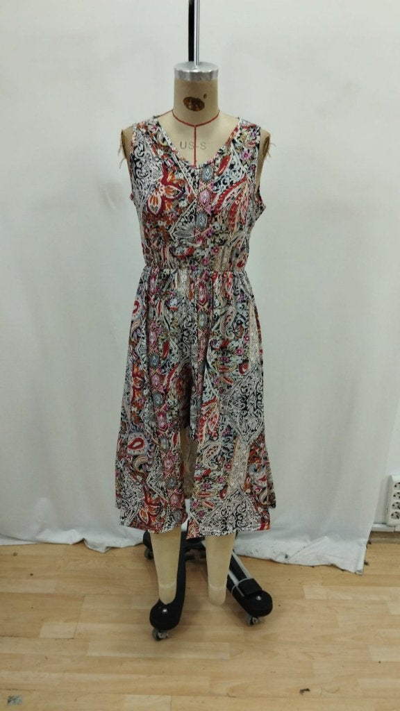 Rochie scurtă Supreme pentru femei, fără mâneci, cu decolteu în V și model, 34105