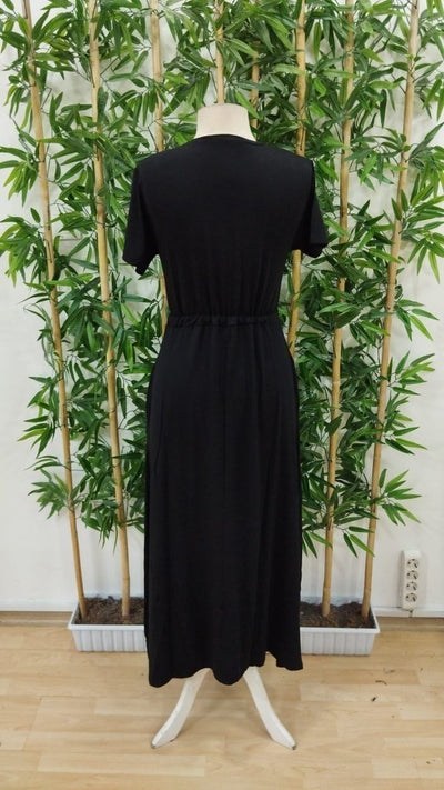 Women's Short Sleeve Crew Neck Tie-Waist Maxi Viscose Dress, 26679