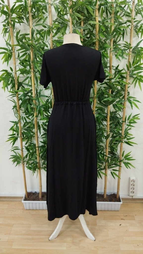 Women's Short Sleeve Crew Neck Tie-Waist Maxi Viscose Dress, 26679