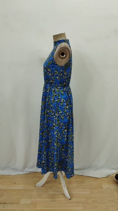 Kadın Omuz Dekolteli Halter Yaka Desenli Maxi Süprem Elbise, 35188