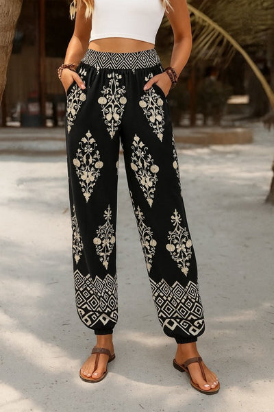 Pantaloni Supreme cu talie înaltă și imprimeu elastic pentru femei, 26665