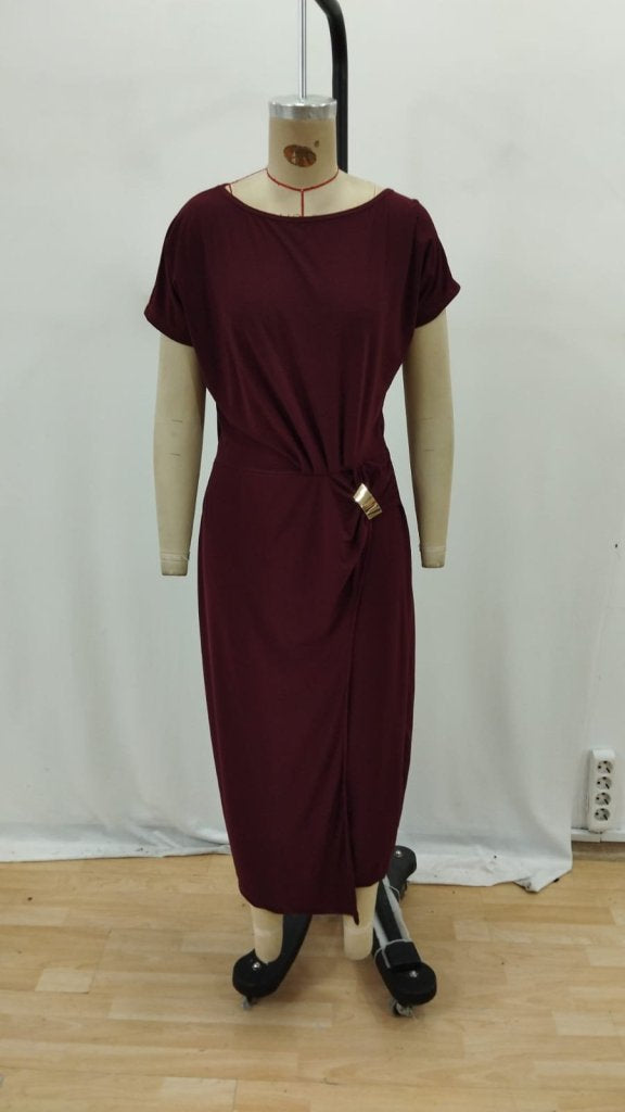 Kadın Kısa Kollu Tek Omuzdan Açık Beli Lastikli Sandy Maxi Elbise, 34333