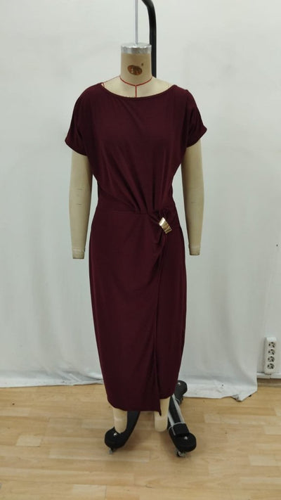 Kadın Kısa Kollu Tek Omuzdan Açık Beli Lastikli Sandy Maxi Elbise, 34333