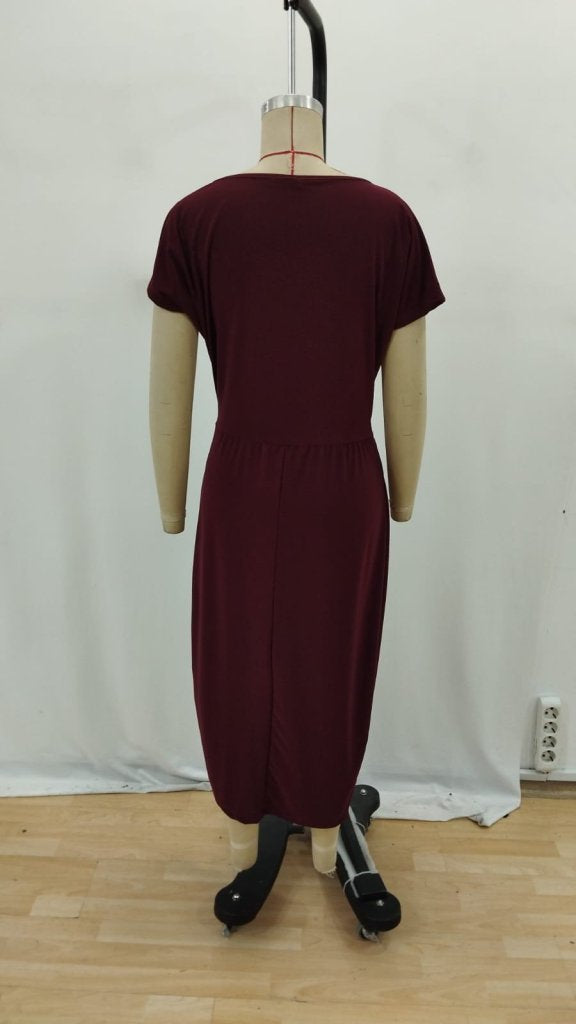 Kadın Kısa Kollu Tek Omuzdan Açık Beli Lastikli Sandy Maxi Elbise, 34333