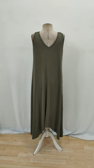 Rochie maxi din viscoză, cu decolteu în V și croială asimetrică, cu bretele și detaliu cu inele, 31368