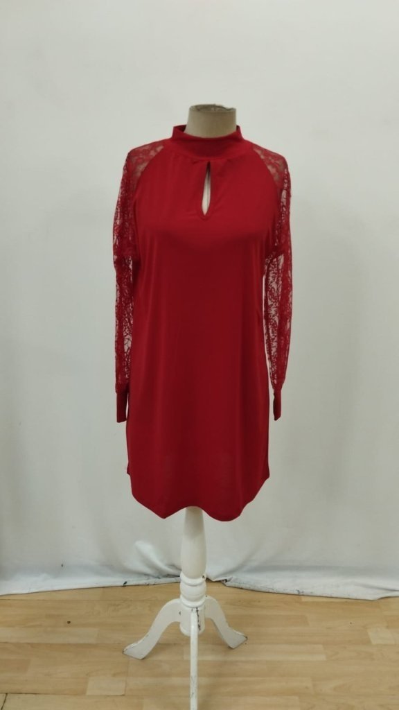 Rochie mini din material ușor cu mâneci lungi, cu detaliu picătură, 37449