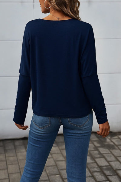 Bluza viscoza cu guler V, mâneci liliac, mâneci lungi, pentru femei, 26846