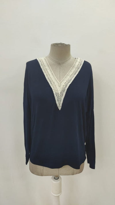 Bluza viscoza cu guler V, mâneci liliac, mâneci lungi, pentru femei, 26846