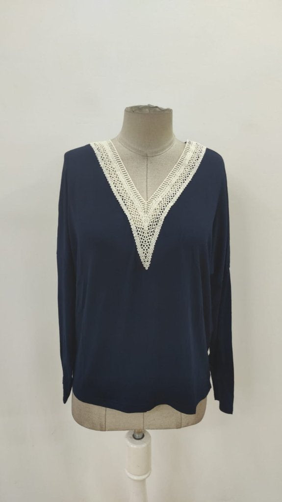 Bluza viscoza cu guler V, mâneci liliac, mâneci lungi, pentru femei, 26846