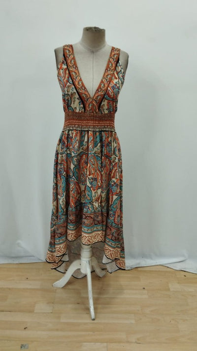 Rochie Supreme asimetrică, cu bretele, decolteu adânc în V și imprimeu floral pentru femei, 32808