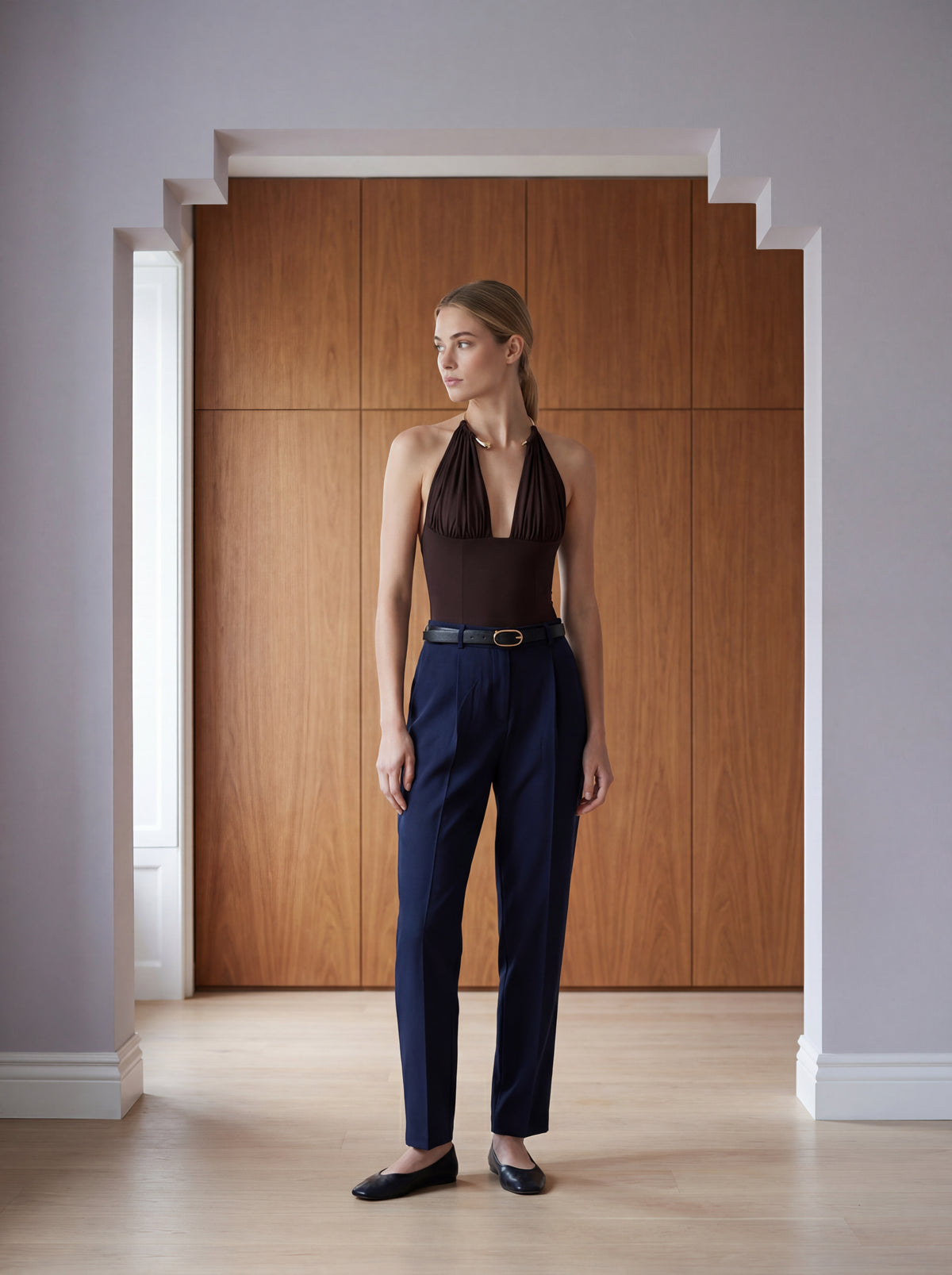 PANTALONI STOCKHOLM CU CUREA - Bleumarin
