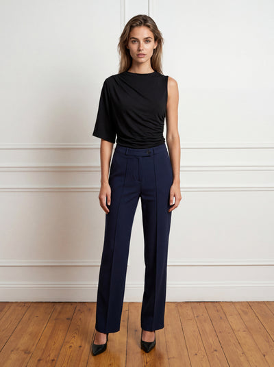 PANTALONI LISBON CU CROCIERE LARGI - Bleumarin