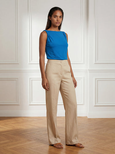 BOSNIA LINEN ELASTIC PANTOLON - Bej