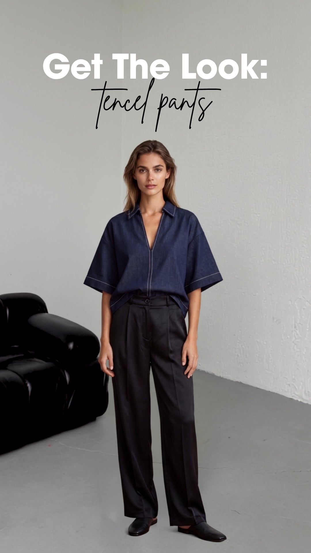 Pantaloni ITALIA ELASTIC PALAZZO din TENCEL - Bej