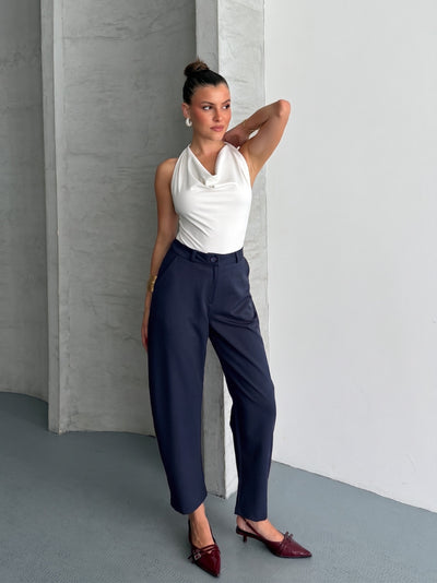 PANTALONI BARREL ANKLE - Bleumarin