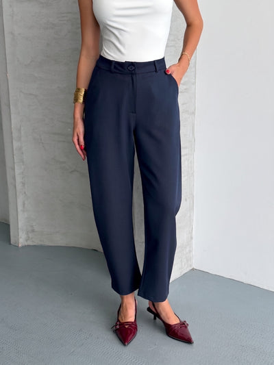 PANTALONI BARREL ANKLE - Bleumarin