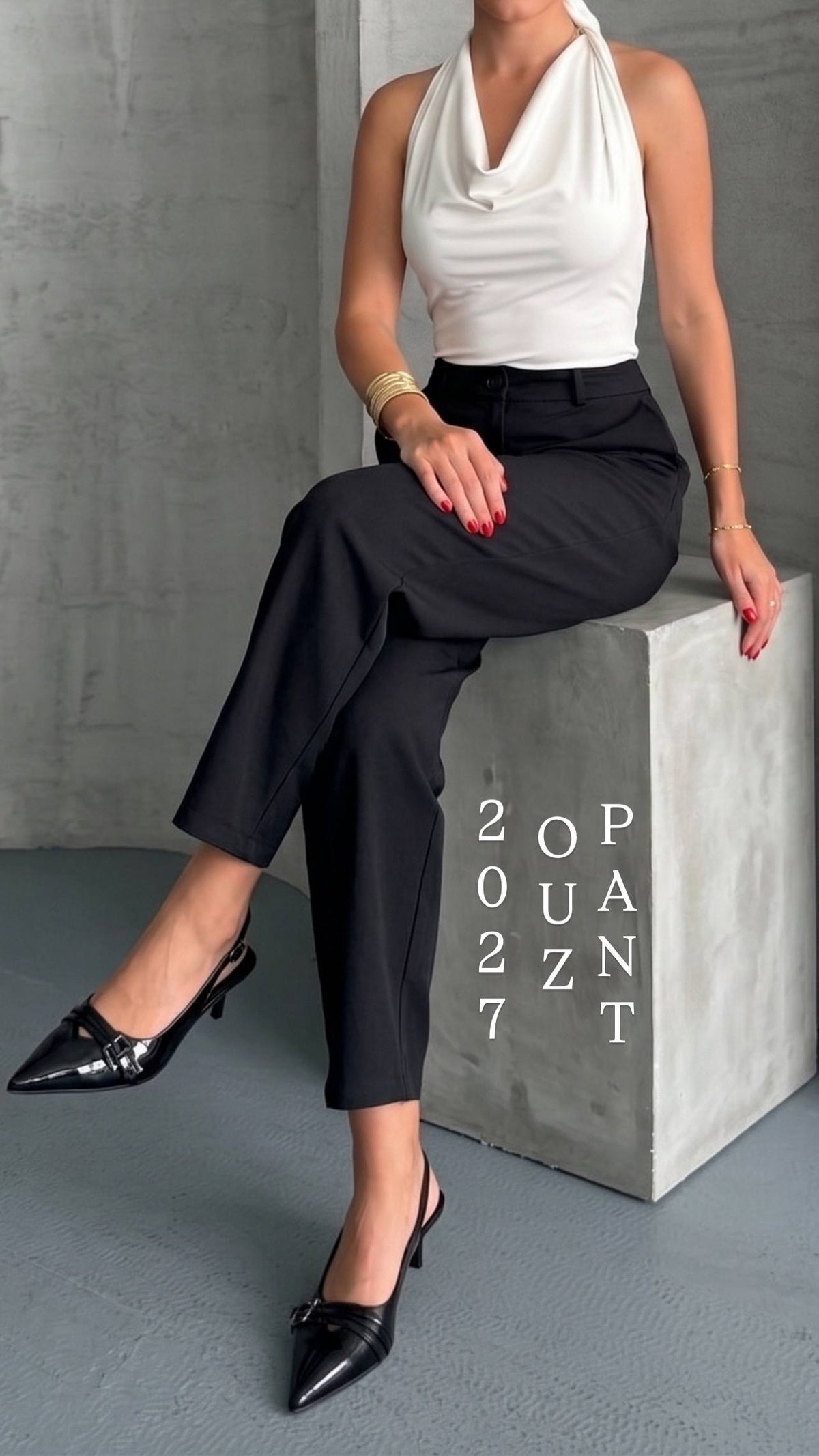 PANTALONI RHYDER CU TALIE ÎNALTĂ - Negru