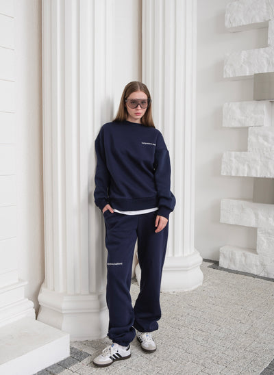 SUPREM EMBROIDERED SWEATSHIRT SET - Navy Blue
