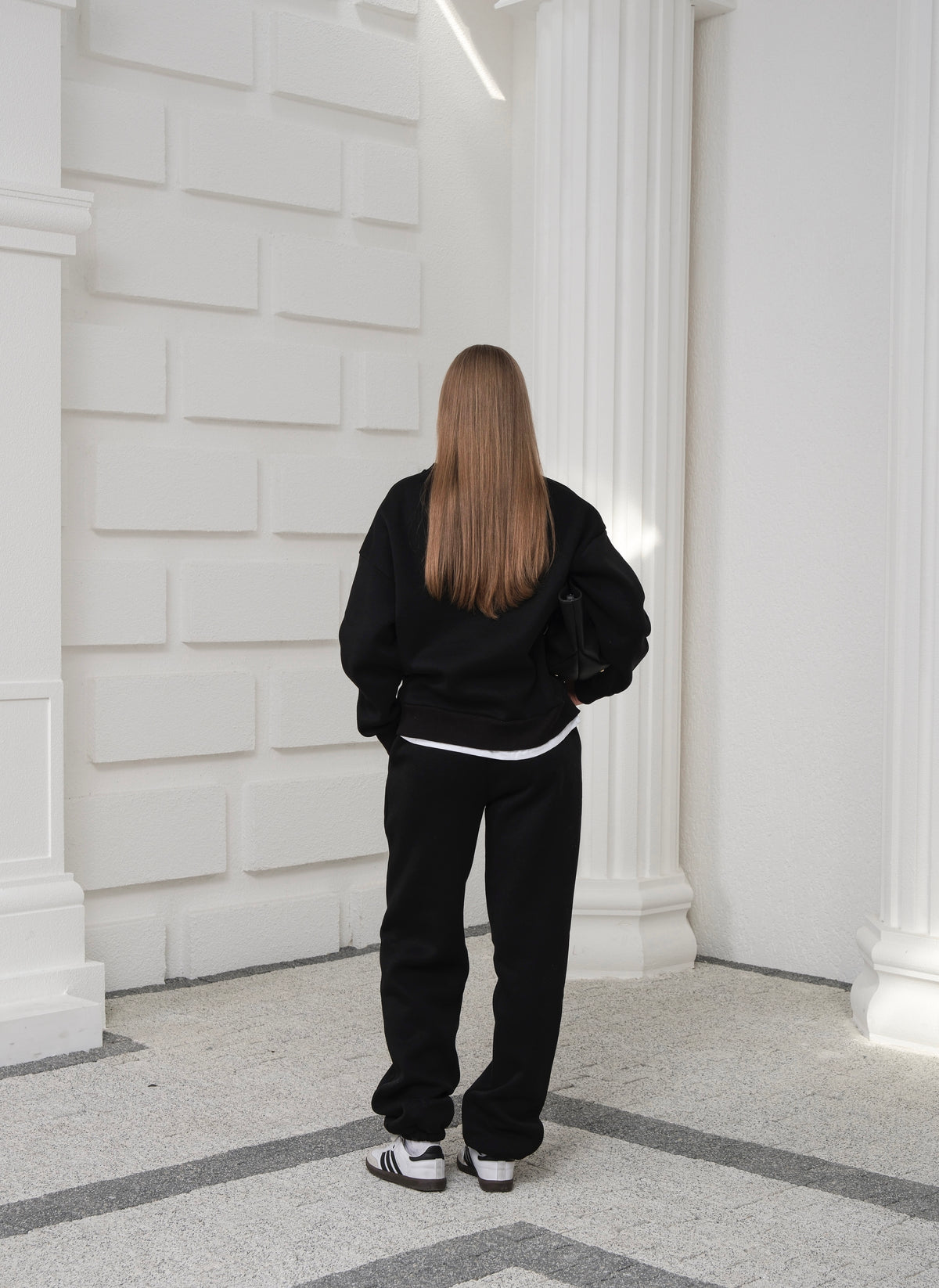 SUPREM GARNİLİ NAKIŞi SWEATSHIRT TAKIM - Siyah