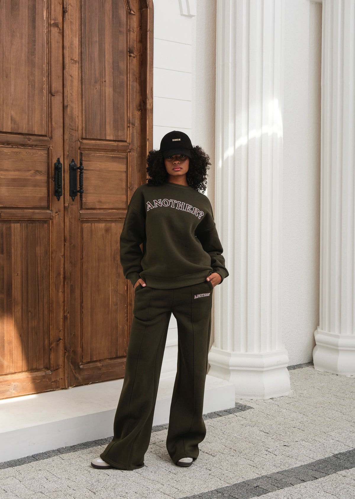 NAKIŞ DETAYLI SWEATSHIRT TRACKSUIT - Haki