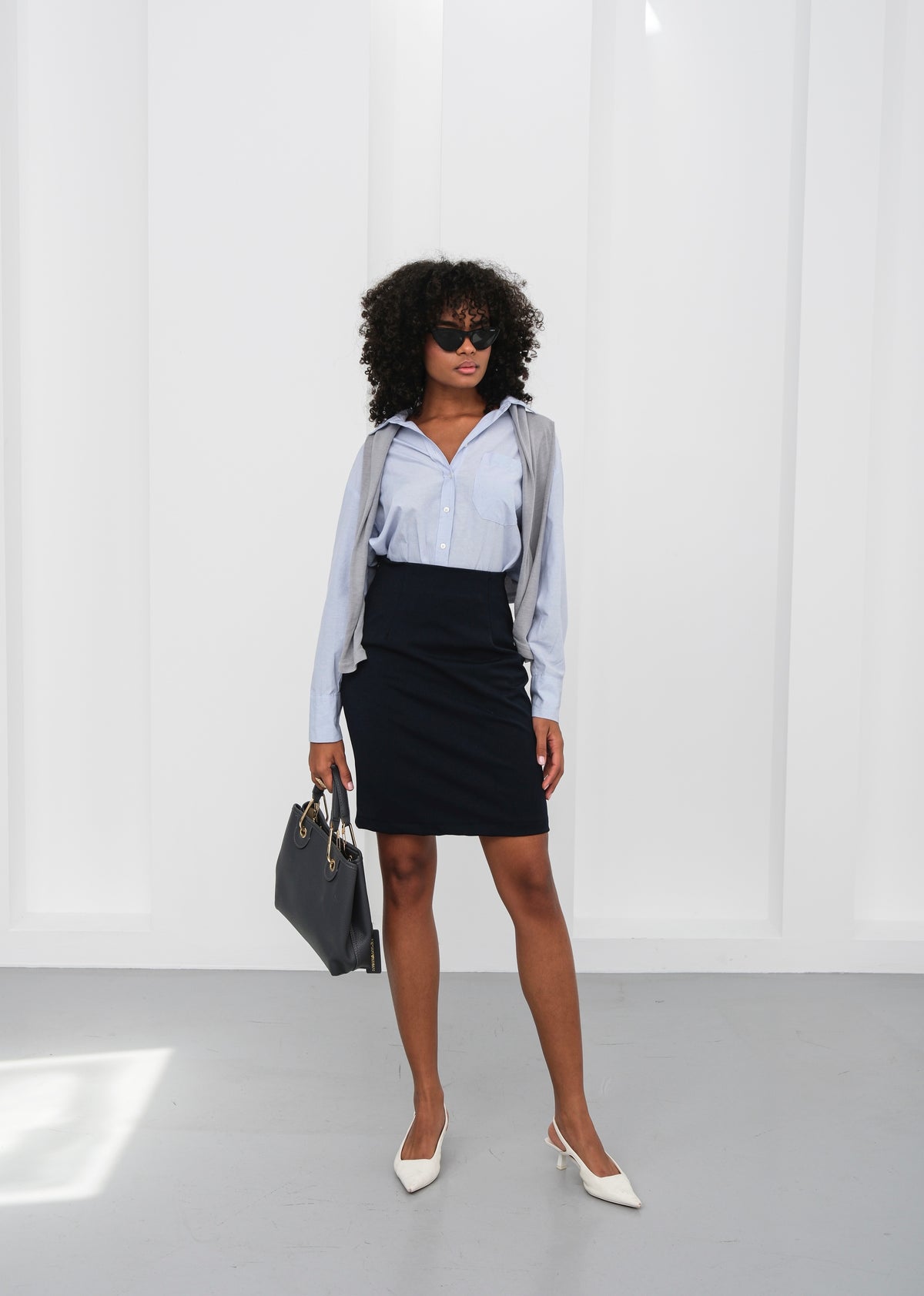 SOFTLY STRUCTURED MINI PENCIL SKIRT - Lacivert