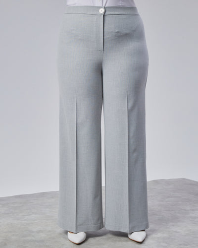 PANTALONI LARGI CU BANDĂ ELASTICĂ ÎN TALIE - Gri Deschis