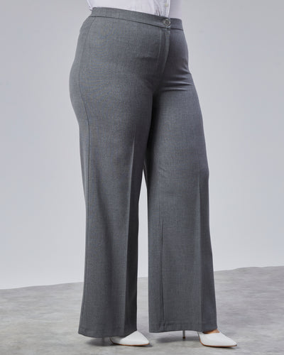PANTALONI LARGI CU BANDĂ ELASTICĂ ÎN TALIE - Gri închis
