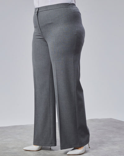 PANTALONI LARGI CU BANDĂ ELASTICĂ ÎN TALIE - Gri închis