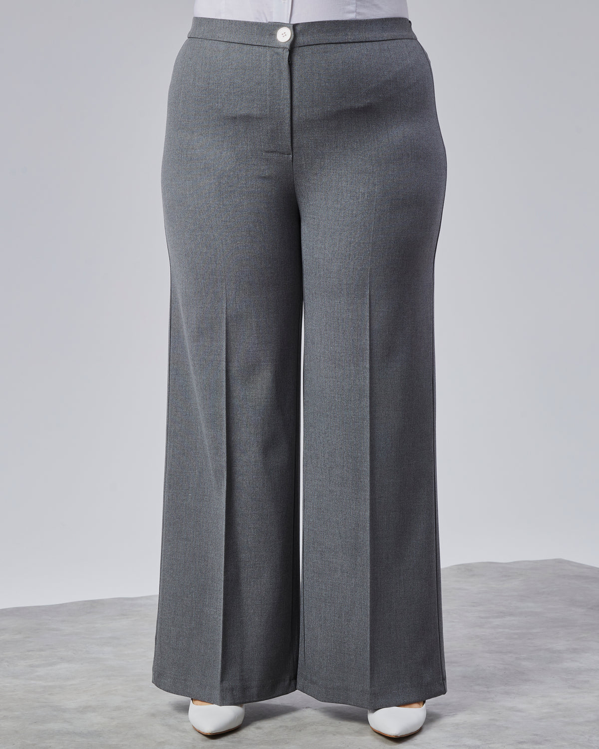 PANTALONI LARGI CU BANDĂ ELASTICĂ ÎN TALIE - Gri închis
