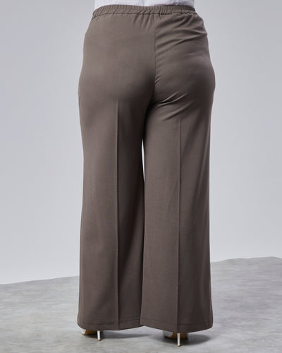 PANTALONI LARGI CU BANDĂ ELASTICĂ ÎN TALIE - Maro