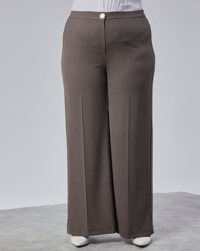 PANTALONI LARGI CU BANDĂ ELASTICĂ ÎN TALIE - Maro
