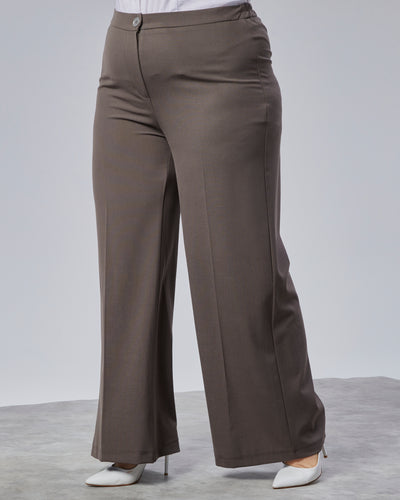 PANTALONI LARGI CU BANDĂ ELASTICĂ ÎN TALIE - Maro