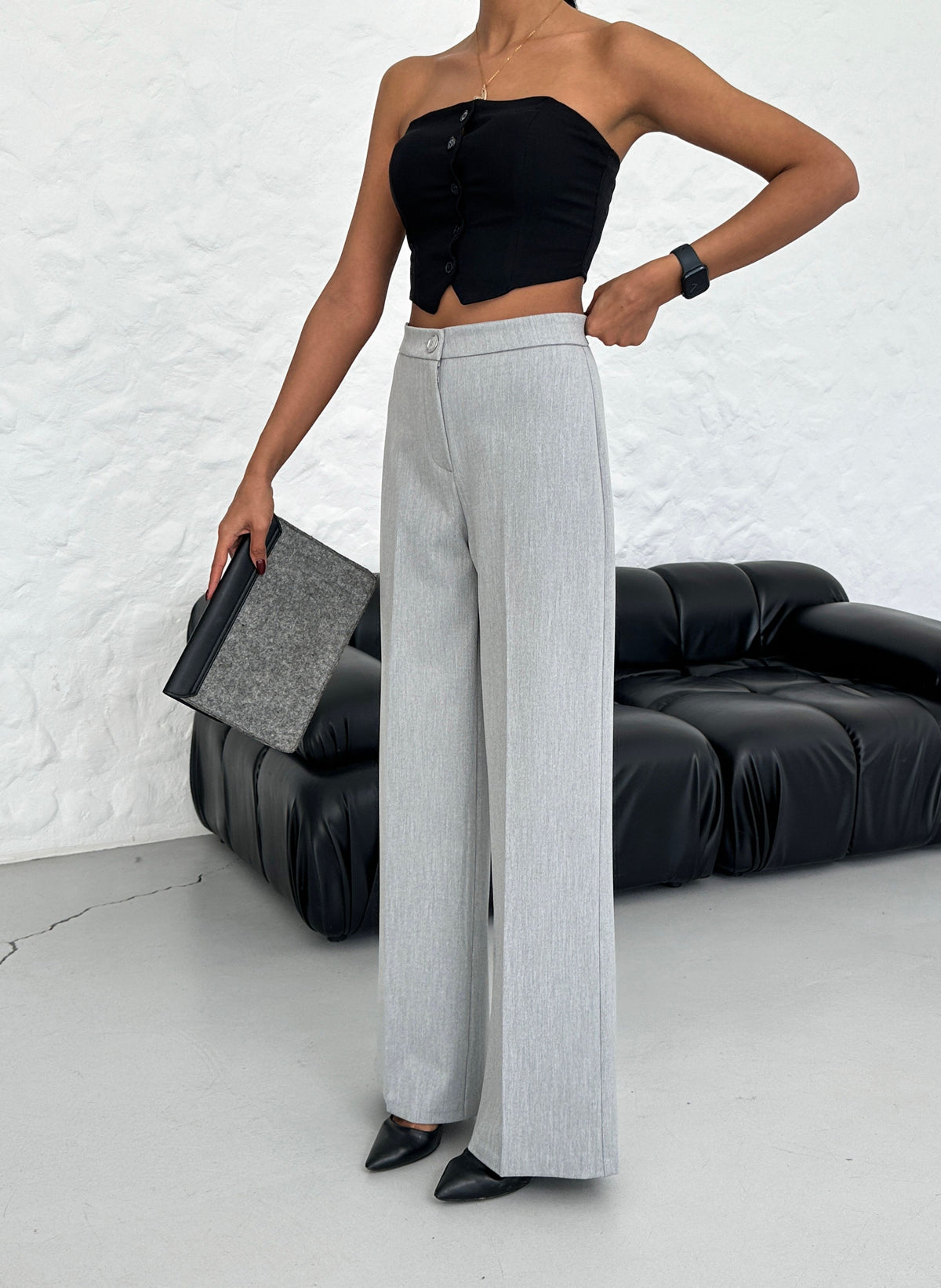 PANTALONI MILANO PALAZZO - Gri